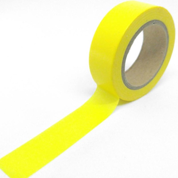 Washi tape uni 10mx15mm jaune - Photo n°1