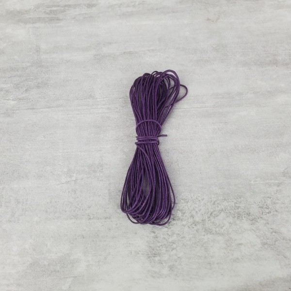 30 mètres de Cordon en coton ciré Aubergine, ø 1 mm, 5x6 m cordelette violette sous blister - Photo n°1