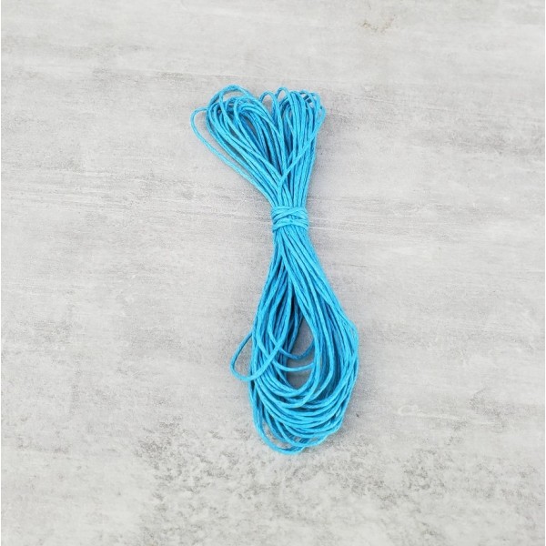 30 mètres de Cordon en coton ciré Bleu turquoise, ø 1 mm, 5x6 m cordelette sous blister - Photo n°1
