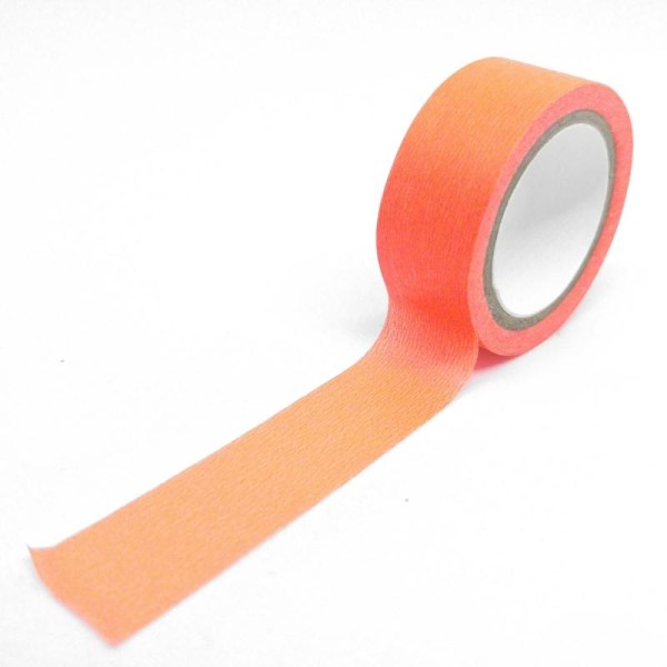 Washi tape uni 5mx15mm orange fluo - Photo n°1