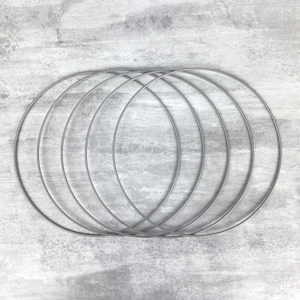 Lot de 5 Cercles métalliques gris acier, diam. 20 cm pour abat-jour, Anneaux argenté mat epoxy Attra - Photo n°1