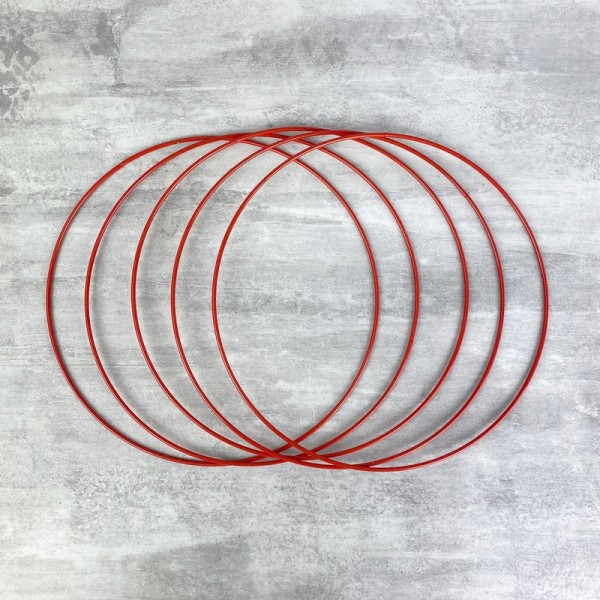 Lot de 5 Cercles métalliques rouge, diam. 20 cm pour abat-jour, Anneaux epoxy Attrape rêves - Photo n°1