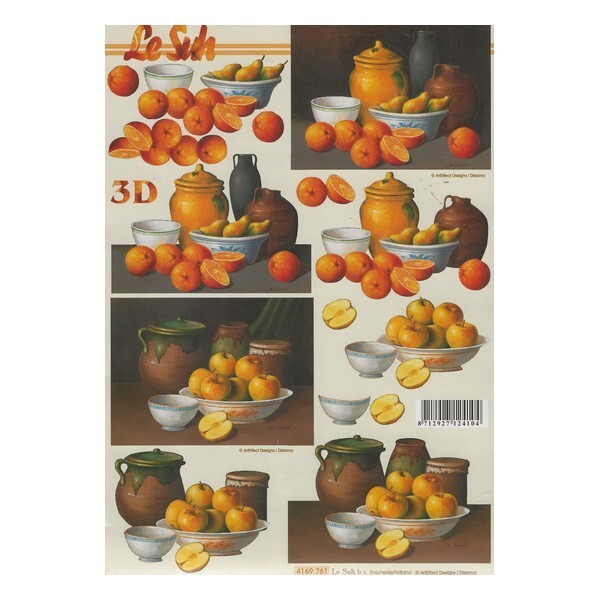 Feuille 3D motifs à découper collage carte 3D A4 POMME ORANGE 761 - Photo n°1