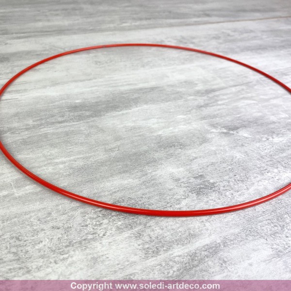 Cercle métallique rouge, diam. 40 cm pour abat-jour, Anneau epoxy Attrape rêves - Photo n°2