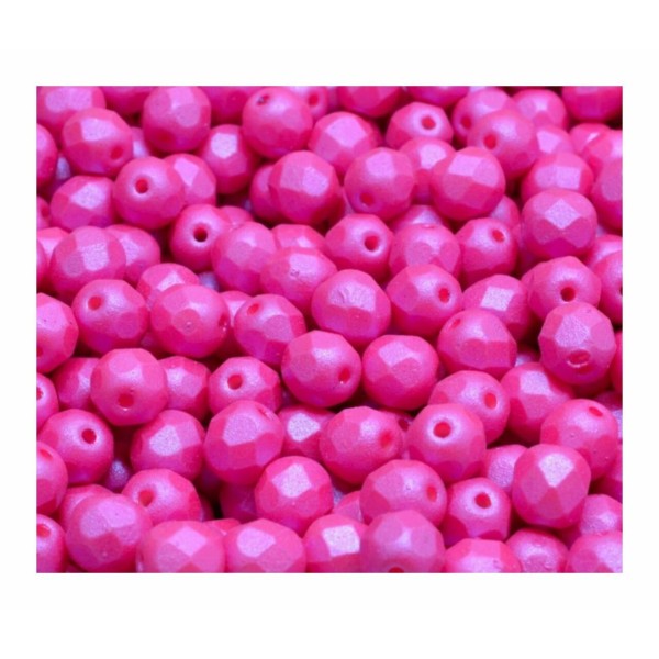30pcs de vin Pearl de soie rouge Faceted Fire Polished Round Beads Beads de verre tchèque 6mm - Photo n°1