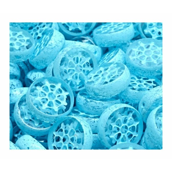 4pcs Cristal Clair Bleu Clair Roue Plate Perles de Monnaie de Mer Perles de Verre Tchèques 12mm - Photo n°1