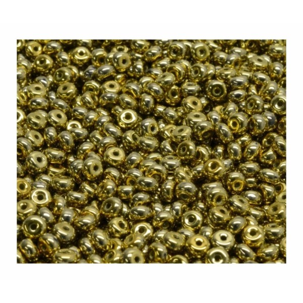 100pcs Perles de Rondelle à Facettes Métalliques En Or Opaque Perles de Rondelles Polies au Feu Perl - Photo n°1