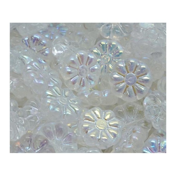 10Pcs Crystal Ab Flower Beads Fleur plate verre tchèque 12mm x 12mm - Photo n°1