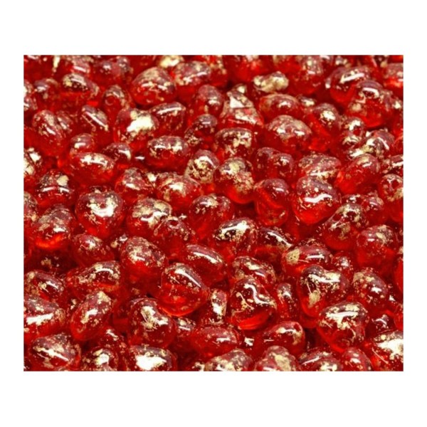 40pcs Cristal Or Rouge Picasso Valentines Perles de Coeur de Mariage Verre Tchèque 6mm x 6mm - Photo n°1