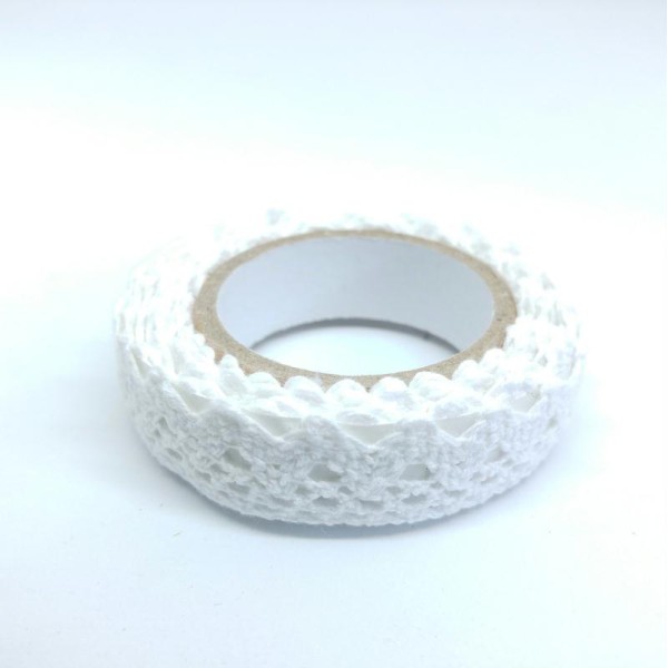 Lace tape dentelle vagues uni 1,2mx18mm blanc - Photo n°1