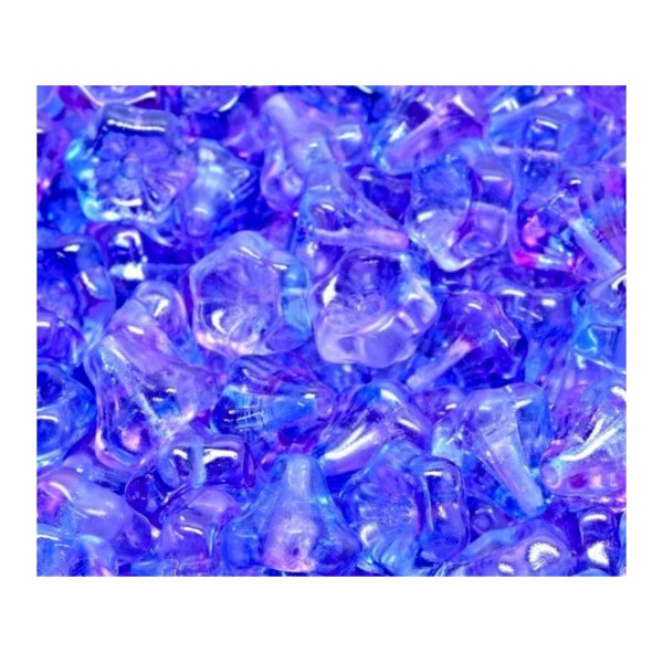 12pcs Crystal Purple Bleu Large Bell Flower Caps Boules de verre tchèque 9mm x 9mm - Photo n°1