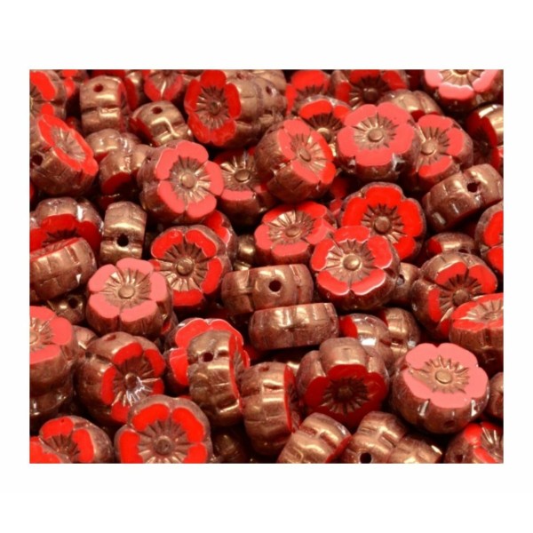 14pcs Rustique Picasso Coral Rouge Bronze Lavage plate table sculptée coupe Hawaiian Fleur Beads Coi - Photo n°1