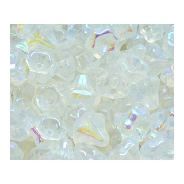 12pcs Crystal Opal Ab Large Bell Flower Caps Boules de verre tchèque 9mm x 9mm - Photo n°1