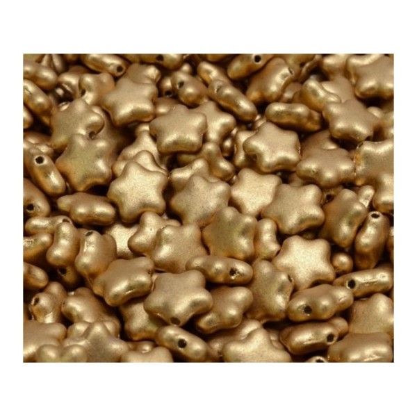40pcs Matte Gold Noël étoile plate verre tchèque Beads 8mm x 8mm - Photo n°1