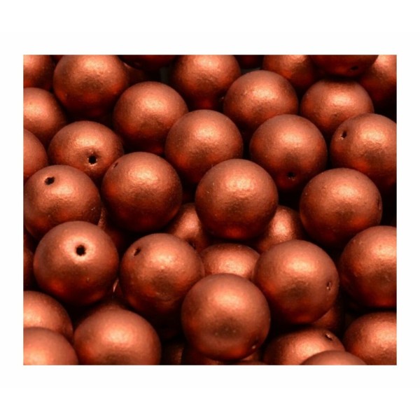 8pcs Matte métallique bronze feu rouge imprimé Spacer Beads Beads Round Beads verre tchèque Beads 10 - Photo n°1