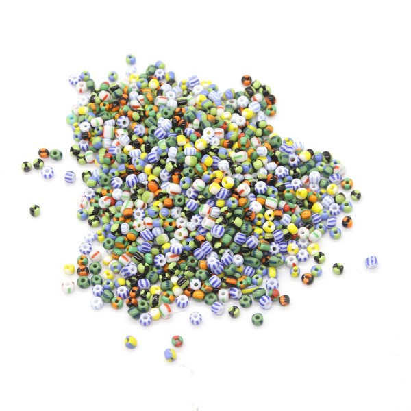 20g Mix Couleurs Striped Round Spacer Beads de semences Beads de verre 4mm - Photo n°1