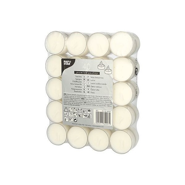 Bougies chauffe-plat, diamètre : 38 mm - Blanc - Photo n°1