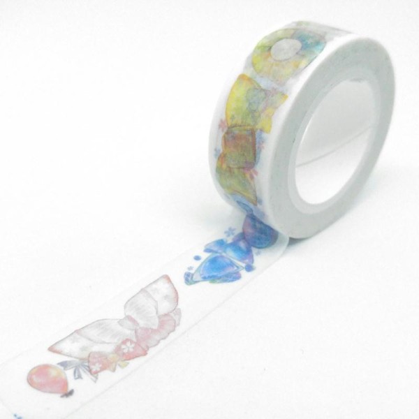 Washi tape noeuds colorés 10mx15mm pastel - Photo n°1