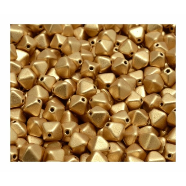 30pcs Opaque Gold Pyramid Spacer Bicone Beads Beads de verre tchèque 6mm - Photo n°1