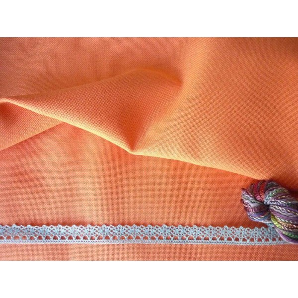 Toile à broder orange étamine coton Murano Lugana 12,6 fils - 50x60 cm - Photo n°1
