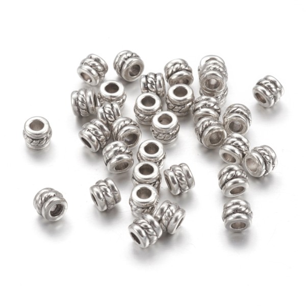 Perles métal intercalaire 4 x 5 mm argent mat x 20 - Photo n°1