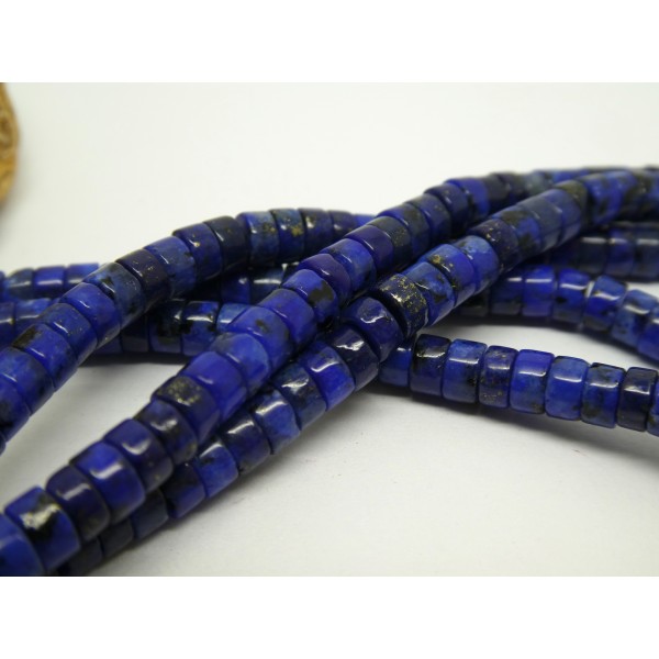 15 Perles rondelles Heishi 4*2.5mm Lapis lazuli - Perles pierres naturelles - Photo n°1