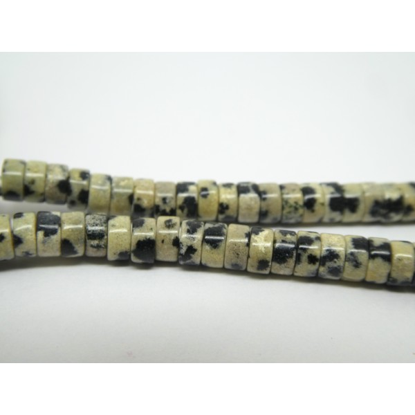 15 Perles rondelles Heishi 4*2.5mm Jaspe dalmatien- Perles pierres naturelles - Photo n°1