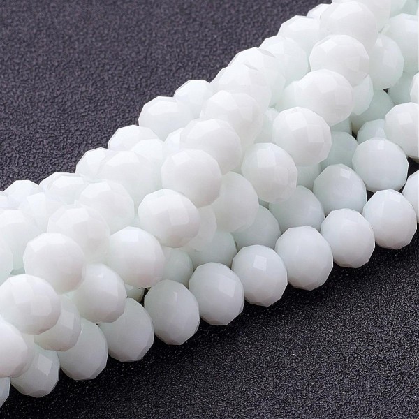 Perles en verre à facette 8 x 6 mm blanche x 20 - Photo n°1