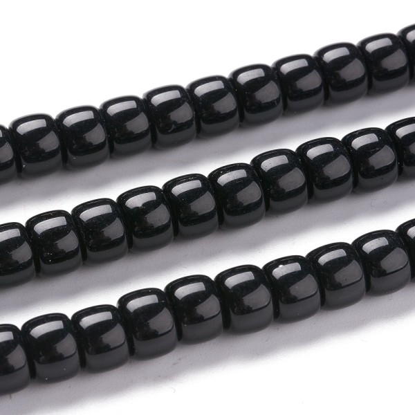 Perles en verre colonne 8 mm noire x 20 - Photo n°1