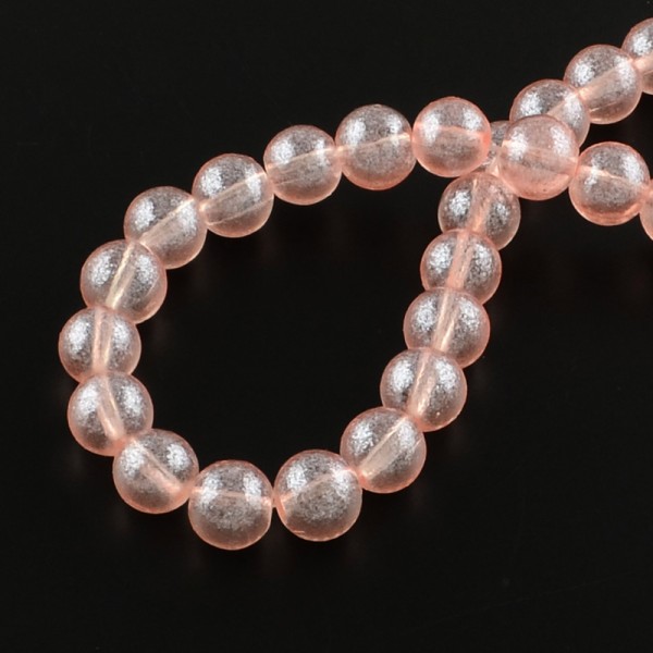 Perles en verre 8 mm brillantes saumon x 20 - Photo n°1
