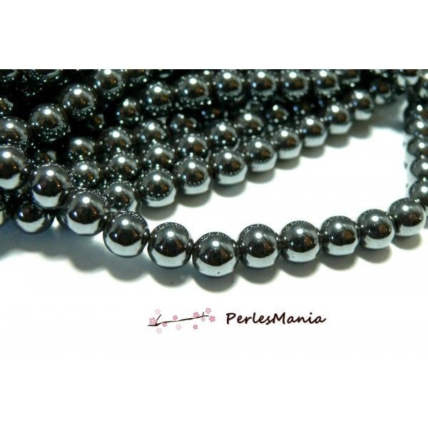 H111624 Lot 1 fil d'environ 65 Perles HEMATITE Rondes 6mm - Photo n°1