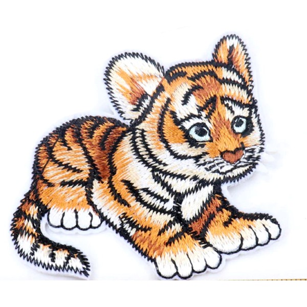 APPLIQUE TISSU THERMOCOLLANT : petit tigre 6*5cm (01) - Photo n°1