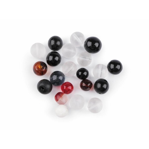 50g Perles de verre transparentes noires mélangées rumsh, 36 noir transparent - Photo n°2