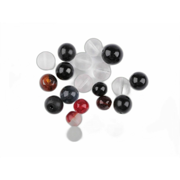 50g Perles de verre transparentes noires mélangées rumsh, 36 noir transparent - Photo n°1