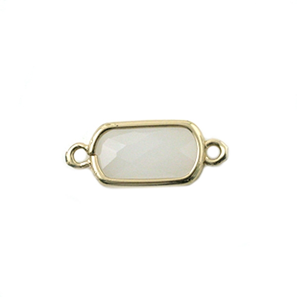 Connecteur rectangle métal doré et verre blanc 8x14 mm - Photo n°1
