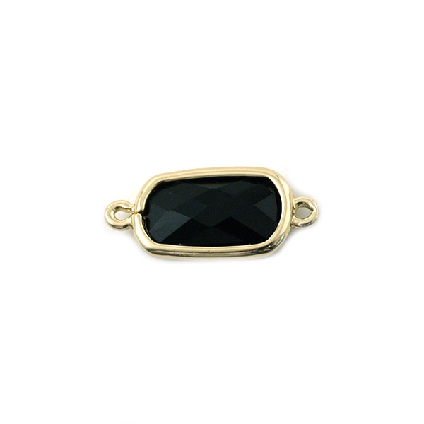 Connecteur rectangle métal doré et verre noir 8x14 mm - Photo n°1