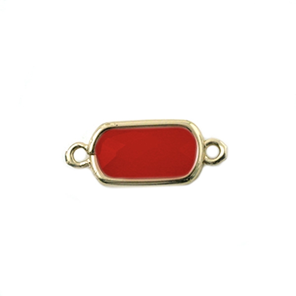 Connecteur rectangle métal doré et verre rouge 8x14 mm - Photo n°1