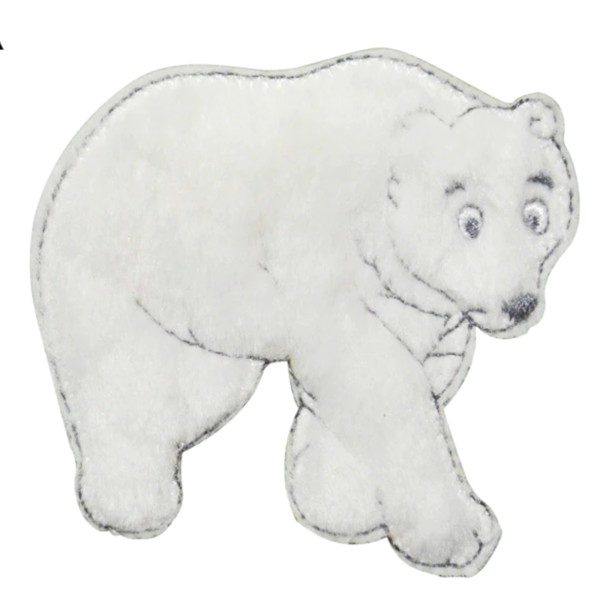 APPLIQUE TISSU THERMOCOLLANT : ours polaire blanc 8*8cm (01) - Photo n°1