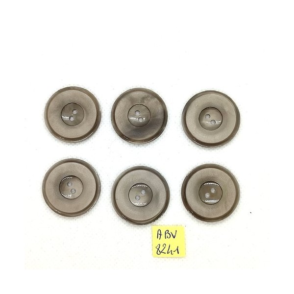 6 Boutons en résine gris - 27mm - ABV8241 - Photo n°1