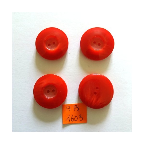 4 Boutons en résine rouge - 27mm - AB1603 - Photo n°1