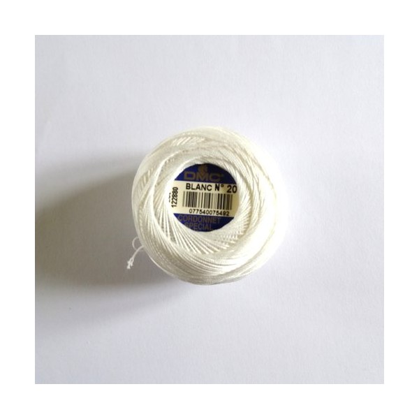 Fil coton pour crochet - cordonnet spécial - blanc N°20 - DMC - AB1616 - Photo n°1