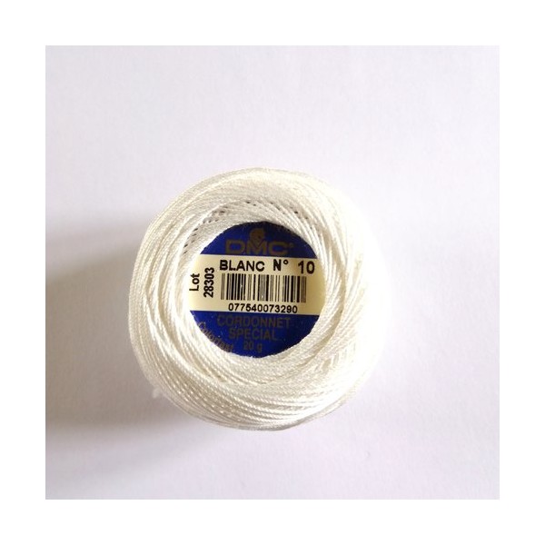 Fil coton pour crochet - cordonnet spécial- blanc N°10 - DMC - AB1616 - Photo n°1