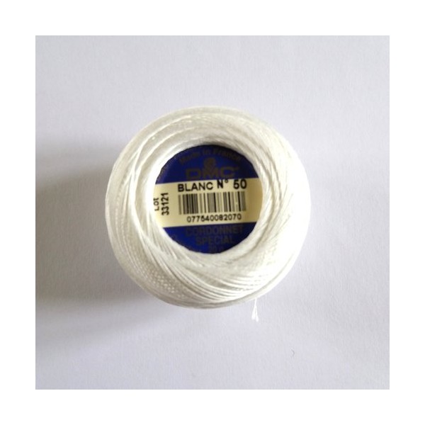 Fil coton pour crochet - cordonnet spécial- blanc N°50 - DMC - AB1616 - Photo n°1