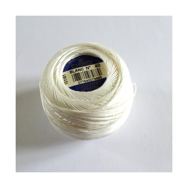 Fil coton pour crochet - cordonnet spécial- blanc N°40 - DMC - AB1616 - Photo n°1
