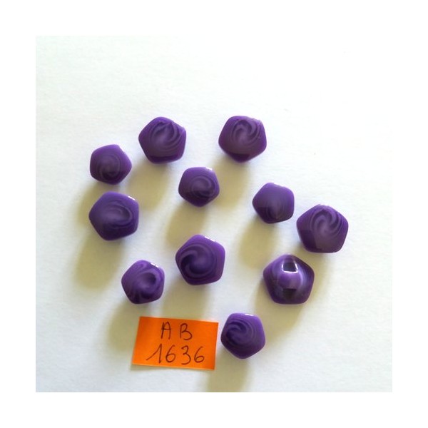 11 Boutons en résine violet - 14mm et 12mm - AB1636 - Photo n°1