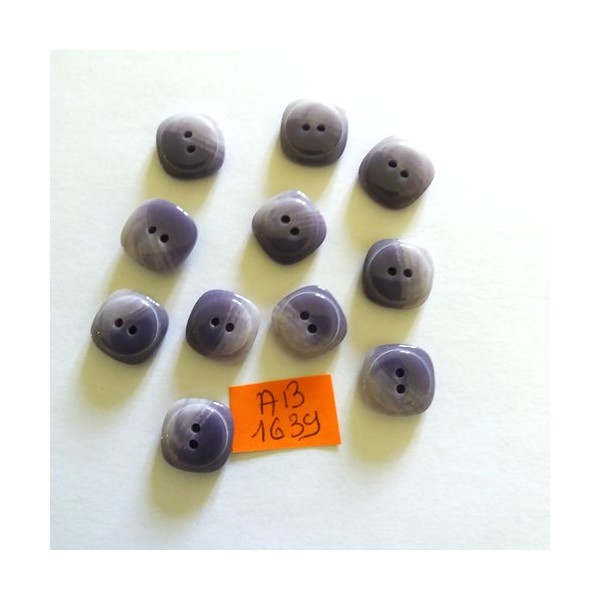 11 Boutons en résine violet et mauve - 8x8mm - AB1639 - Photo n°1