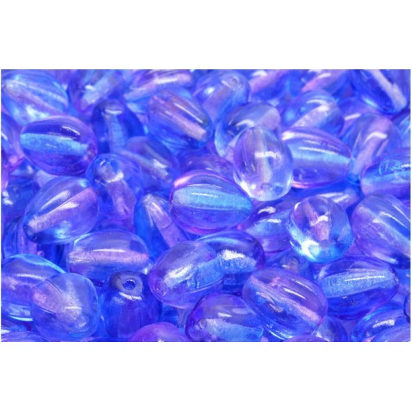 10pcs Cristal Alaska Bleu Violet Perles de Fruits en Forme de Larme Perles de Verre Tchèques 11mm x - Photo n°1