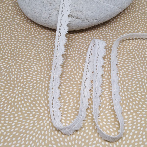 2 m de ruban dentelle galon coton vintage 0,8 cm BLANC EE 100 - Photo n°1
