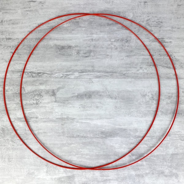 Lot de 2 grands Cercles métalliques rouge, diam. 60 cm pour abat-jour, Anneaux epoxy Attrape rêves - Photo n°1