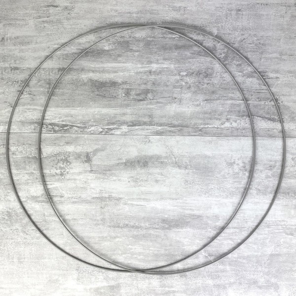 Lot de 2 grands Cercles métalliques gris acier, diam. 60 cm pour abat-jour, Anneaux argenté mat epox - Photo n°1